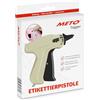 Meto Pistola per etichettatrice METO originale per tessuti, pistola per cucitrice, ideale per vestiti, cartellini dei prezzi e ciondoli in tessuto, pronta all'uso