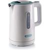 Ariete 2846 Bollitore Breakfast, 2200W, Capacità 1,7 L, Base Cordless 360°, Spegnimento automatico, Coperchio di sicurezza, Livello acqua visibile, Finitura lucida e opaca, White & Aegean Teal