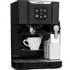 KLARSTEIN Macchinetta Espresso 1.4L, Macchina da Caffè a Cialde, Macinato e Cappuccino, Macchina Barista da 20 Bar, In Acciao Inox per Caffè Latte e Macchiato, 1450W con Montalatte