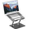 PureMounts Supporto per laptop regolabile in altezza, pieghevole ed ergonomico per notebook per l'ufficio, base girevole a 360°, supporto per cuscinetti antiscivolo, nero