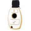 OFF WE GO Custodia Chiave Cover Chiave Guscio Chiavi per Mercedes Benz Classe A B C CL CLK E M R S SL SLK W169 W245 W202 W203 W208 W209 W210 W211 W164 W251 W220 R171 Macchina Copri Chiavi, Oro Bianco