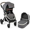 CHIC 4 BABY 177 21 - Passeggino combinato Torre, set con navicella, seggiolino sportivo e adattatore Maxi-Cosi, grigio