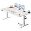 HLFURNIEU Scrivania Regolabile in Altezza, 160 x 80 cm, Scrivania Motorizzata, con Prese, Porte USB, 3 Controlli Memoria, Standing Desk Bianco
