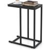 COSTWAY Tavolino a Forma di C per Divano e Letto, Tavolino Basso con Struttura in Metallo, Tavolino da Salotto e Camera da Letto, 45,5 x 25,5 x 64 cm (Nero)