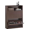 SoBuy Scarpiera con 2 ante e 4 ripiani, con scomparto aggiuntivo per scarpe, colore: Marrone, L80*P24*A110, FSR87-BR