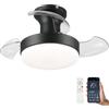 Caunmar Lampada Ventilatore Da Soffitto Con Pale A Scomparsa Retrattili, Lampadario Led Con Ventola Invisibile Design, 6 Velocità Con Timer, Pale Da Soffitto Con Luce E Telecomando Per Camera Da Letto-Nero