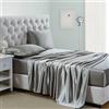 Lanest Housing Set di lenzuola in raso di seta, 4 pezzi, per letto matrimoniale, con tasche profonde, lenzuola in raso rinfrescanti, morbide e ipoallergeniche, colore grigio chiaro