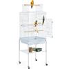 Yaheetech Gabbia per Uccelli Pappagalli Calopsite con Piedistallo in Metallo con Tetto Apribile 46.5 x 46.5 x 119 cm Bianco