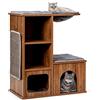 COSTWAY Tiragraffi per Gatti Adulti, Torre per Animali Domestici con Cuccia, Piattaforma, Cuscini e Tiragraffi, Albero Tiragraffi per Gatti Grandi Alto in Legno, 69 x 39 x 80,5 cm