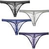 Faringoto Perizoma da uomo in seta di ghiaccio, intimo da uomo con perizoma a T, nero+grigio+viola+blu navy, M