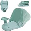Nukdey Seggiolino da Bagno per Bambini da 6-24 Mesi, Sedia Doccia Bambini con Schienale Regolabile ed 4 Ventosa, Seggiolino da Bagno Antiscivolo Pieghevole, Ergonomico Seggiolino per Bagnetto Neonato