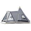 Skandika Tenda da campeggio indiana Tipi | per 4-6 persone, altezza 2-3 m, pavimento cucito, colonna d'acqua 3000 mm, UV 50+ (460 Protect Plus (grigio/beige))