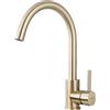 ONECE Rubinetto Cucina Oro, Miscelatore Monocomando con Beccuccio Girevole a 360°, Rubinetti per Lavello con Bocca Alta, Acqua Fredda e Calda, Aeratore Rimovibile, Acciaio Inox 304