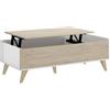 DEKIT RIMOBEL Tavolino contenitore elevabile Ness in rovere naturale 99 x 53 x 60 cm Rovere naturale e bianco