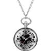 Lancardo Orologio da tasca da uomo, orologio da tasca vintage, Steampunk Gears serie scheletro quadrante in numeri romani, cassa in acciaio inossidabile per uomo e donna, Hollow - Argento