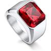 Bandmax Anello Uomo Donna in Acciaio Inossidabile, Anello Argento Uomo con Pietra Rubino, Anello Misura 32.5 Circonferenza 72.3mm, Confezione Regalo