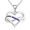 JO WISDOM Collana Infinito Amore Cuore Argento 925 Donna con Zirconia Cubica Settembre Birthstone Colore Zaffiro Cristallo