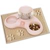 ALLSOPETS Ciotola per Gatti Doppio Ciotola Gatto con Distributore Automatico d'acqua 2 in 1 Inclinazione 8° Proteggere Gattino Rachide Cervicale Adatto per Gatti e Cani di Piccola Taglia Rosa B