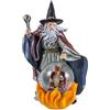DRW Stregone Fare incantesimo con Dragon sul Fuoco Resina Dipinto a Mano 20x15x21 cm