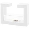 STONES HOME FURNITURE, Camino a Bioetanolo da Pavimento, Senza Fumo, Bruciatore in Acciaio da 1,5 l, Durata Fiamma 3 ore, Modello Tete a Tete, Colore Bianco con Vetro Temperato, 78 x 25 x h 58 cm