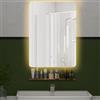 FANTASK Specchio da bagno a LED con illuminazione, dimmerabile, con interruttore touch e funzione memoria, 3000 K-6000 K, anti-appannamento, rettangolare con ripiano, 70 L x 50 B cm