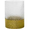 DRW Vaso da tavolo in vetro trasparente e oro 15x15x20 cm