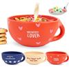 Fisura - Ciotola colazione originale Breakfast Lover. Tazza colazione rossa 490 ml. Grande tazza in ceramica per caffè, muesli o cereali. 16,5 cm x 7,5 cm