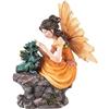 DRW Fata Arancione con Dragon Bebe seduta su Pietre di Resina Dipinta a Mano 15x15x19 cm