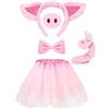 WILLBOND Set di Costumi per Gonna Tutù Kit di Accessori per Costumi di Animali Naso Coda Orecchie di Maiale Cravatta a Farfalla per Bambini (M)