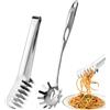 KineticKraft Set di 2 Cucchiaio per Spaghetti e Pinza per Spaghetti in Acciaio Inox Lavabile in Lavastoviglie Mestolo per Spaghetti Appeso con Denti e Manico Ergonomico per Cuocere e Cucinare la Pasta, Insalate