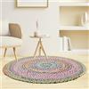Craft Trade Multicolore Lavabile Boho Tappeto in Iuta Intrecciato a Mano Reversibile Rotondo Tappeto di Juta per Cucina Soggiorno e camera da Letto- 90 cm