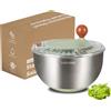 Lunememo Centrifuga per Insalata in Acciaio Inox 18/8, Centrifuga per Lattuga con Scarico, Base Antiscivolo, Pulsante di Arresto, Asciugatrice per Verdure, Senza BPA, 5L