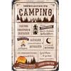 LANOLU Targa in metallo retrò CAMPING REGELN Targa regalo per camper camper come divertente decorazione per roulotte - Campeggio in metallo effetto legno 20 x 30 cm