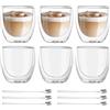 BORDEAG 6er Set Tazzine Caffe Vetro, Bicchieri Espresso Doppia Parete, Vetri Termici a Doppia Parete 80ml, Tazze da Caffè Isolamento per Vetro Borosilicato con Cucchiaino, Tazze da Espresso a Doppia Parete