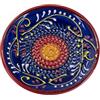 Kaladia Piatto Grattugiare in Ceramica per Zenzero, Parmigiano, ecc., Blu con bordo rosso, diametro: 12 cm, realizzato a mano e dipinto a mano, prodotto in Spagna
