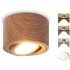 GeyouLux Faretto da soffitto LED Dimmerabile, 5W 500LM Faretti LED Soffitto Interno Orientabili 30°, Ø80x50mm Alluminio, Con Modulo LED 230V Incluso, 3000K/4000K/6500K Faretto LED Legno Scuro 1 Pezzo
