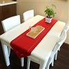 Generico Runner da Tavolo Imitazione Canapa Tinta Unita Striscia Centrotavola Moderno Vintage Rettangolo Taglio Laser Finitura Triangolo con Nappine Table Runner 32X180cm (Rosso, 32X180CM)
