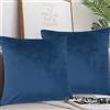 AMFUN Copricuscini in Velluto, 2 Pezzi Federe Cuscini in Velluto 40x40cm, Blu Navy Velluto Copricuscini con la Cerniera Invisibile, Decorativi Federa per Cucina Sedia Soggiorno Camera da Letto