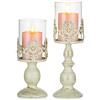 Nuptio Vintage Metallo Portacandele Intagliato, Pacchetto Aggiornato Decorazione Candelabro Centrotavola Matrimonio, Metallico Portacandele Grande con Coperchio in Vetro