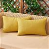 Woaboy 2 pezzi Federe per Cuscini in Lino Impermeabile Aria aperta Divano Confortevole Moderno Morbido Durevole Cerniera Invisibile per Cortile Giardino Soggiorno Balcone 30X50 CM Giallo