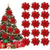 Taozoey 15 Pezzi Stella di Natale, Fiori Artificiali per Albero di Natale, Rosso, Decorazioni Natalizie