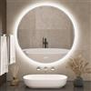 S'bagno Rotondo Specchio Bagno con Luce 80cm, Specchio LED Bagno con Antiappannamento, 3000K/4000K/6500K, Dimmerabile, Vetro Temperato HD, Funzione di Memoria, IP44
