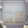 Generico Coppia Tendine Finestra Con Pizzo Ricamato Fiore Tenda Cucina Moderna Lino-Poliestere Shabby Chic Tinta Unita 2 Unità (60X150CM, Amore Beige)