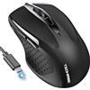 TechRise Mouse Bluetooth 2.4G (BT 5.0/3.0+2.4G), 4800 DPI con Ricevitore USB A, Wireless Silenzioso DPI 6 Livelli, Adatto per Laptop, PC, Windows