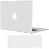 TECOOL Cover compatibile con vecchio MacBook Air 13 Pollici 2017-2010 (A1466 1369), Custodia Rigida Protettiva Sottile in Plastica Superficie Opaca e Copritastiera UE, Blanco Escarcha
