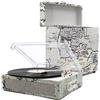 M MUSIC PUBLIC KINGDOM Giradischi, giradischi in vinile con altoparlanti incorporati, utilizzato per dischi in vinile a 3 velocità cinghia drive vintage registratore, supporto RCA Out AUX, con scatola di registrazione