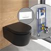 Villeroy & Boch Embrace WC sospeso, SET completo, con elemento incasso e placca di azionamento ViConnect 300S, 5C24R0R7+92218068#SET, Embrace nero opaco [WC > WC con Elementi Incasso]