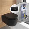 Villeroy & Boch Embrace WC sospeso, SET completo, con elemento incasso e placca di azionamento ViConnect 300S, 5C24R0R7+922169AN#SET, Embrace nero opaco [WC > WC con Elementi Incasso]