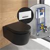 Villeroy & Boch Embrace WC sospeso, SET completo, con elemento incasso e placca di azionamento ViConnect 300G, 5C24R0R7+922160RE#SET, Embrace nero opaco [WC > WC con Elementi Incasso]