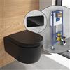 Villeroy & Boch Embrace WC sospeso, SET completo, con elemento incasso e placca di azionamento ViConnect 200G, 5C24R0R7+922400RB#SET, Embrace nero opaco [WC > WC con Elementi Incasso]